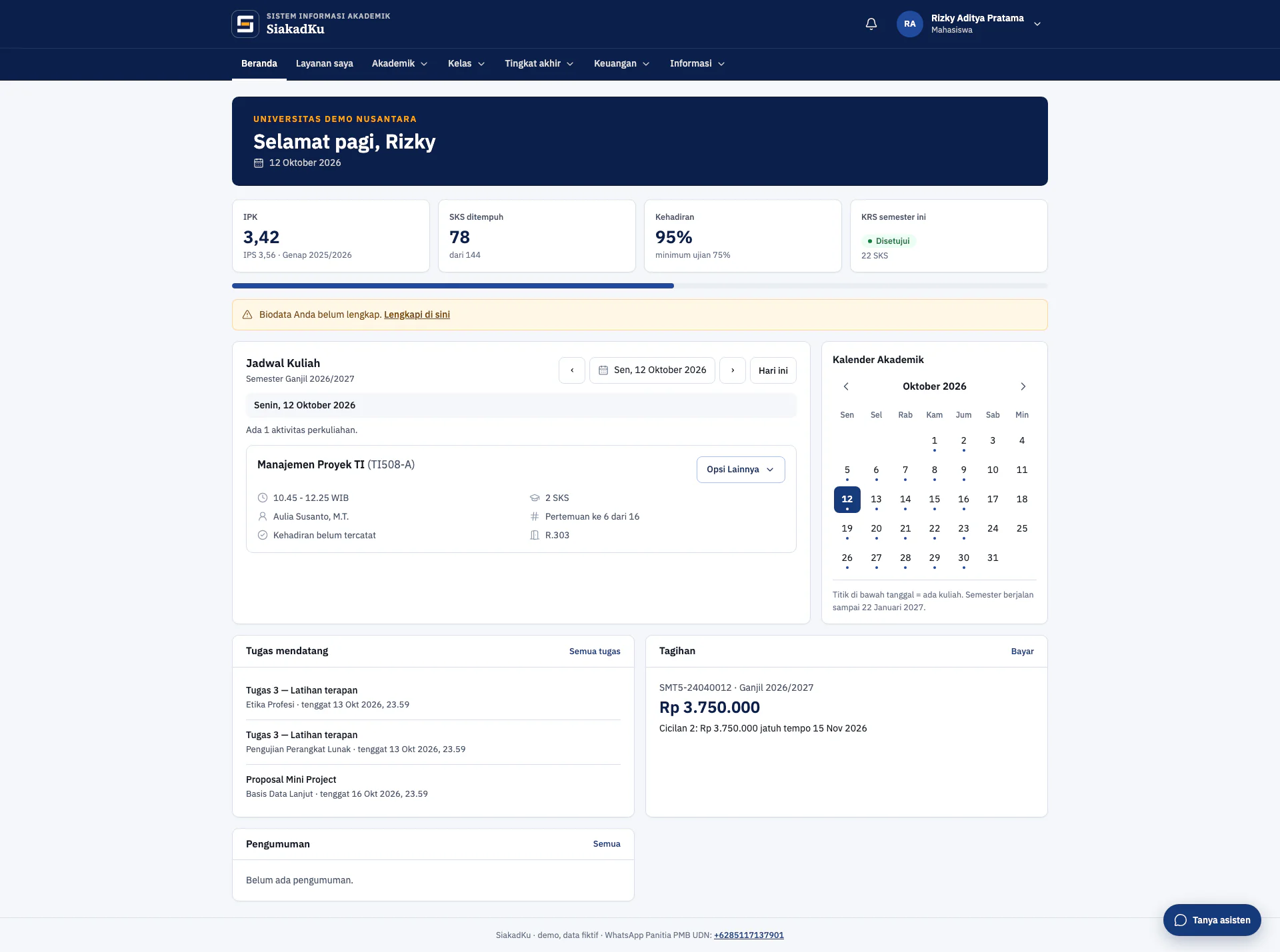 Gallery Web Sistem Informasi Akademik Kampus (SiakadKu)