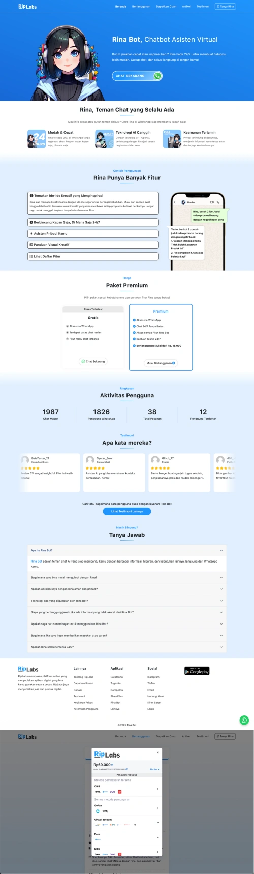 Web Rina Bot – AI WhatsApp Assistant & Subscription Platform