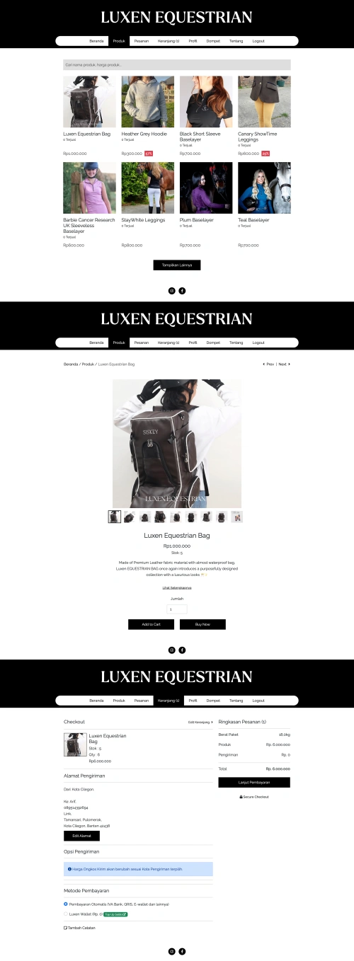 Web Online Shop Luxen Equestrian