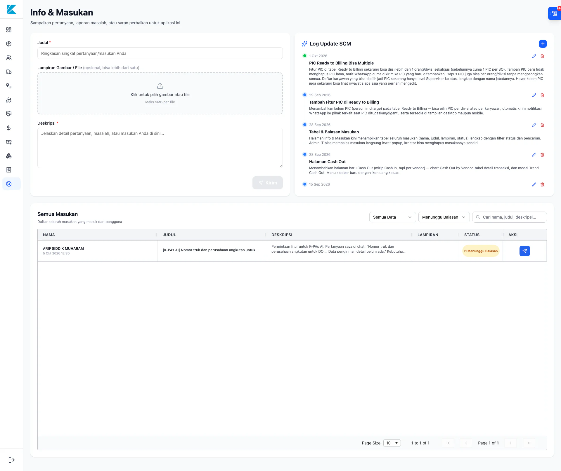 Gallery Web Dashboard SCM (Supply Chain Management) PT. KPI