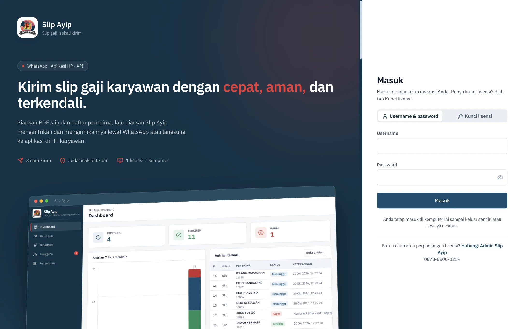 Gallery Aplikasi Pengirim Slip Gaji Karyawan via WhatsApp (Slip Ayip)