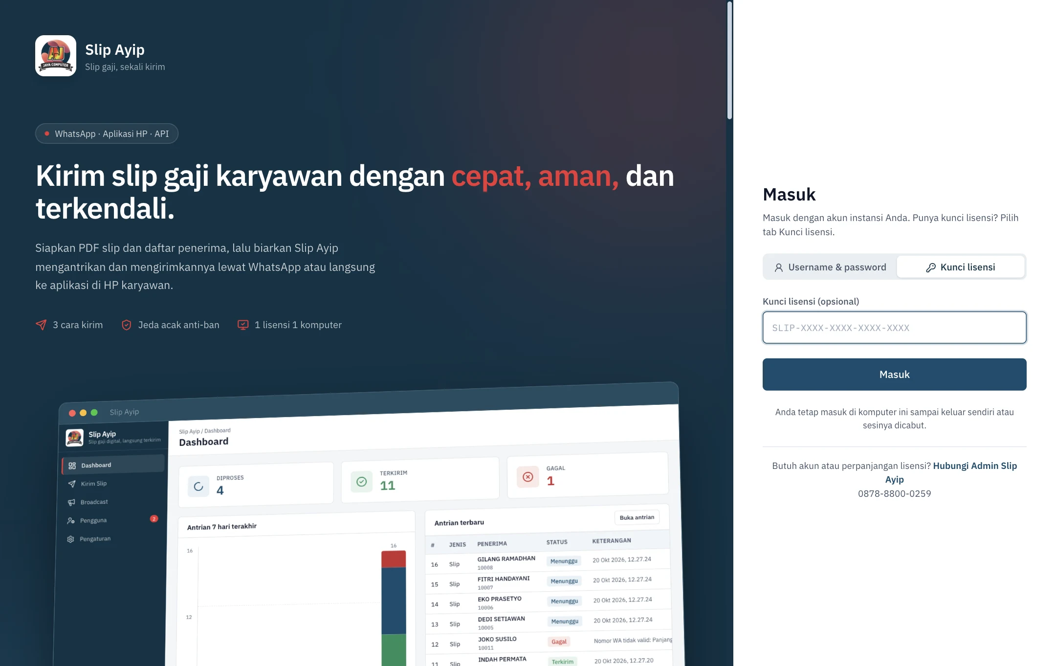 Gallery Aplikasi Pengirim Slip Gaji Karyawan via WhatsApp (Slip Ayip)