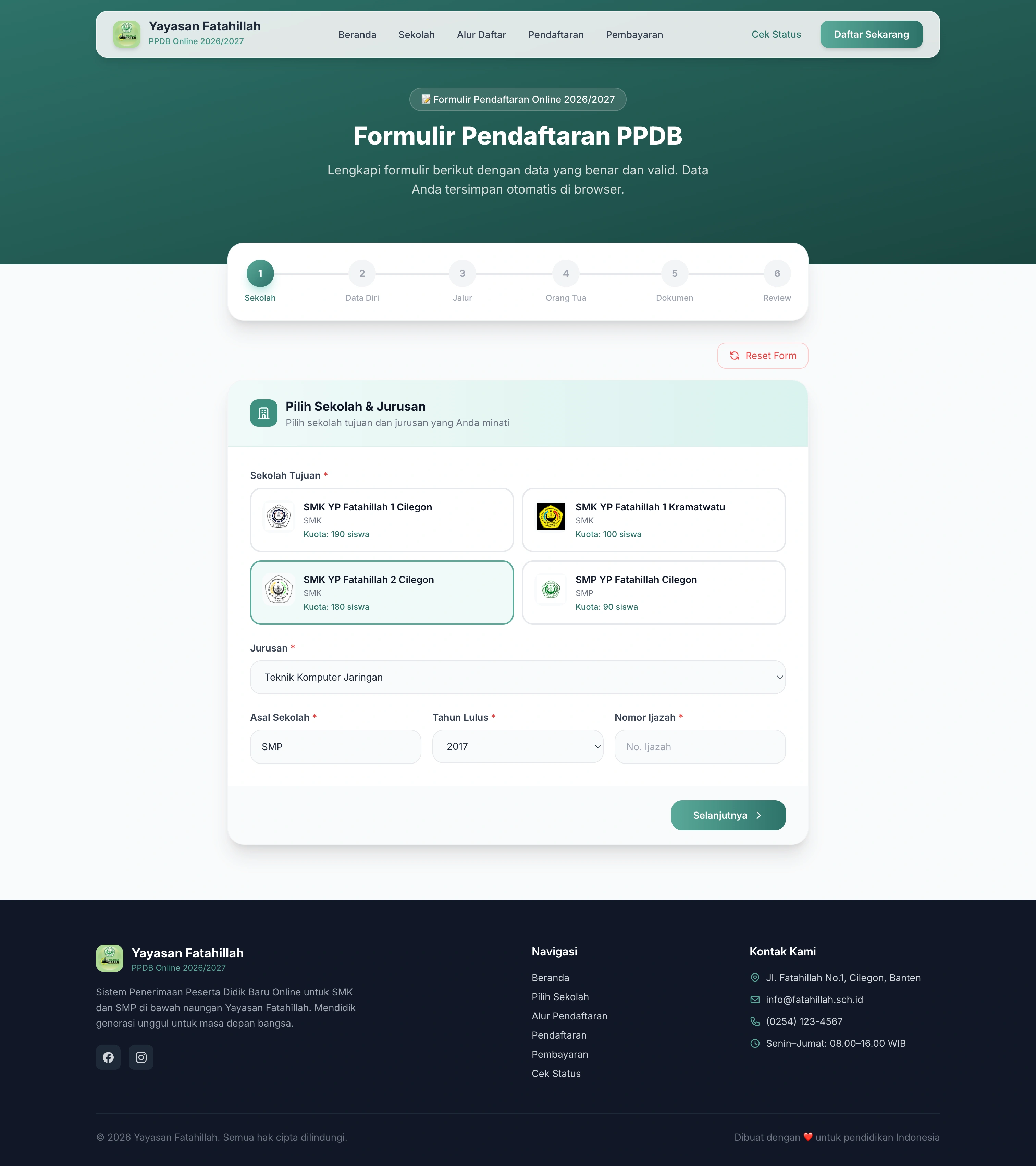Gallery Web PPDB Sekolah Yayasan Fatahillah