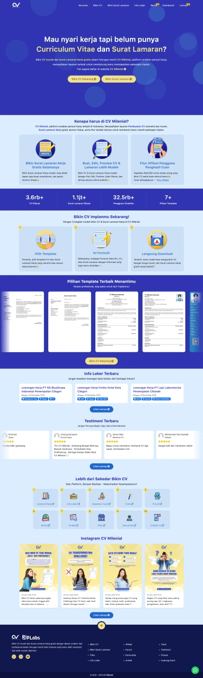 Web CV Milenial (CV Builder Online)