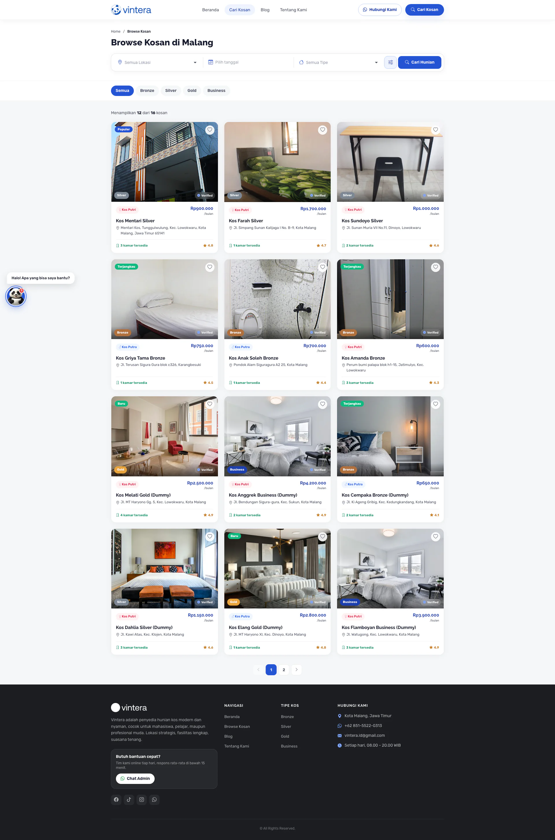 Gallery Web Booking Sewa Kost Online